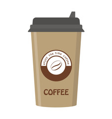 Vector illustration. Coffee glass on white background.