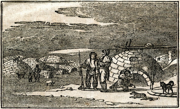 Eskimo village from the snow huts (from Das Heller-Magazin, January 25, 1834)