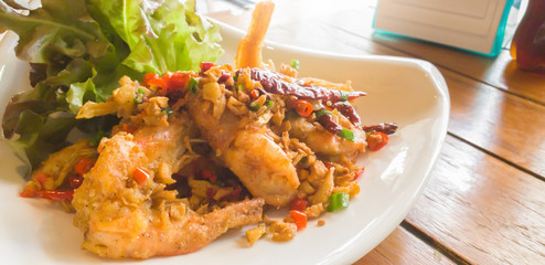 Stir Fried Shrimp in Salt on Plate