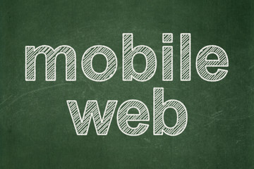Obraz premium Web design concept: text Mobile Web on Green chalkboard background