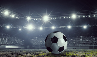 Soccer game concept. Mixed media