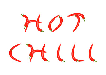 Obraz premium Vector illustration. Inscription Hot chili pepper on white background.