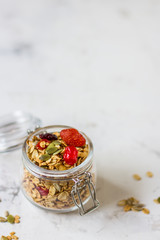 Granola with pumpkin seeds and dried berries