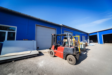 cargo doors at industrial warehouse building