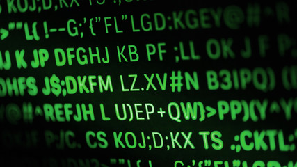 Closeup of programming code and language