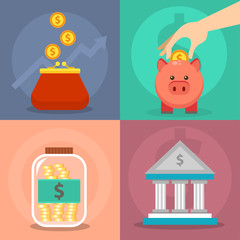 Fototapeta premium Money vector commercial group payment investment bag graphic finance safepay earning cash wallet.