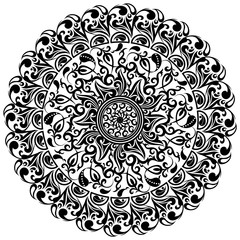 Floral pattern, Asian ornaments, tattoo, vector illustration