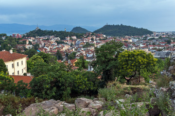 Fototapeta premium Amazing Night Panorama to City of Plovdiv from Nebet Tepe hill, Bulgaria