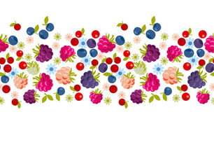 Assorted forest berries in header design element.