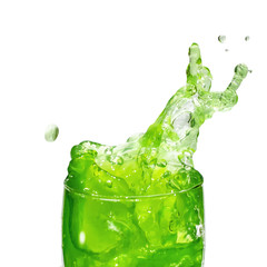 Lemon juice splashing isolated on a white background
