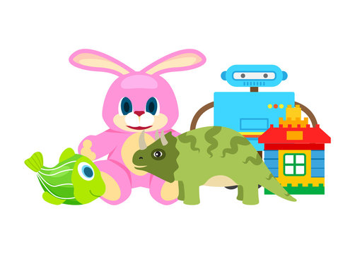 Children Toys Collection, Vector Illustration