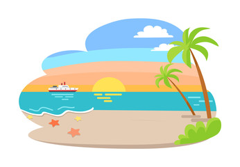 Fototapeta na wymiar Tropical View Summer Seaside Vector Illustration