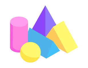 Obraz premium Different Geometric Prisms Collection Color Banner