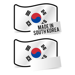 Made in South Korea Flag and white empty Paper. Esp10 Vector.