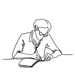 black line silhouette writer