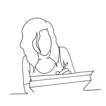 recommend clip art: black line silhouette writer