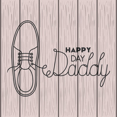 happy fathers day card with elegant shoes over wooden background