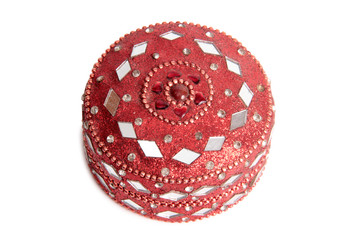 Jewelry made and antique box on a white background