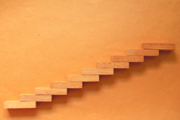 Step stair wood on brown background,Business concept for growth success process.