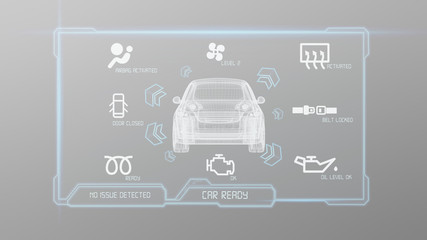 Dashboard smartcar interface on a background 3d rendering