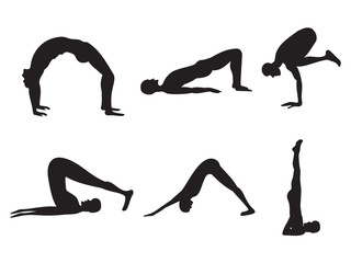 abstract artistic multiple yoga silhouette