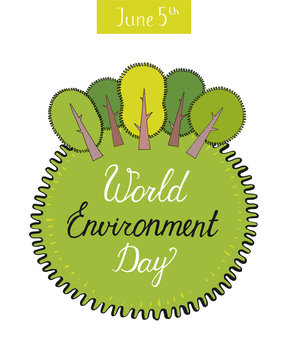 World environment day concept with trees. Green Eco Earth. Vector illustration