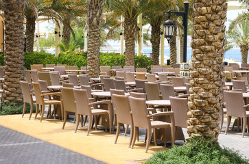 a table with chairs Outdoor restaurant