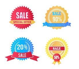 Set of Sale Labels Special Offer Laurel Branches