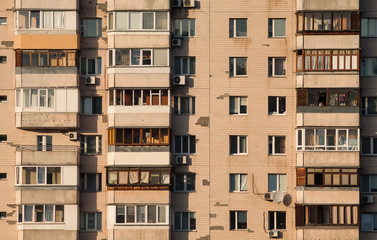 Balconies of a modern pre-fabricated building.