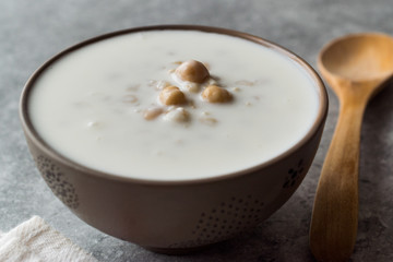 Cold Yogurt Soup with Chickpeas and Wheat Seeds / Ayran asi Corbasi / Tzatziki