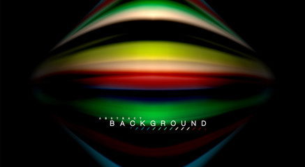 Abstract wave lines fluid rainbow style color stripes on black background. Artistic illustration for presentation, app wallpaper, banner or poster