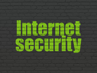 Obraz premium Privacy concept: Painted green text Internet Security on Black Brick wall background