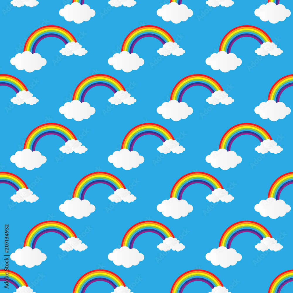 Poster rainbow and clouds pattern for background and design,vector illustration