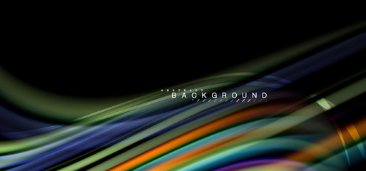Multicolored wave lines on black background design