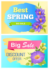 Best Spring Big Sale Advertisement Labels Crocus