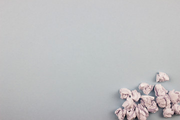 Crumpled white paper balls. Empty space for text and design