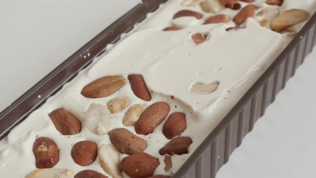Close-up of nougat halva with almonds video