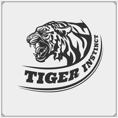 The emblem with tiger for a sport team.