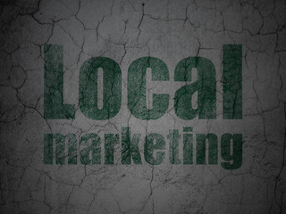 Marketing concept: Green Local Marketing on grunge textured concrete wall background