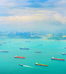 Shipping tankers in Singapore harbor © joyt