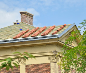 Roof of an old building under construction