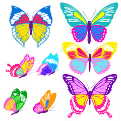 Plakat beautiful color butterflies,set, isolated on a white