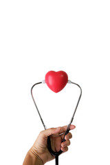 Heart health check and strong body white background.