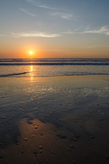 Beautiful scenic sunset at empty beach in Casamance region of Senegal, Africa
