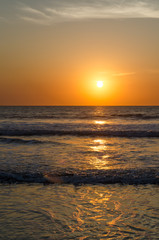 Beautiful scenic sunset at empty beach in Casamance region of Senegal, Africa