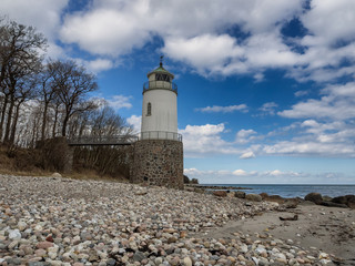 Fototapeta na wymiar Taksensand lighthouse on the island of Als in Denmark