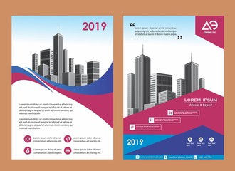 Fototapeta na wymiar modern cover, brochure, layout for annual report with city background