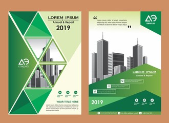 modern cover, brochure, layout for annual report with city background