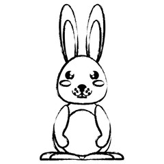 cute rabbit icon over white background, vector illustration