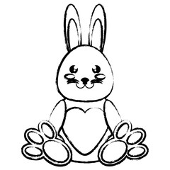 cute bunny icon over white background, vector illustration